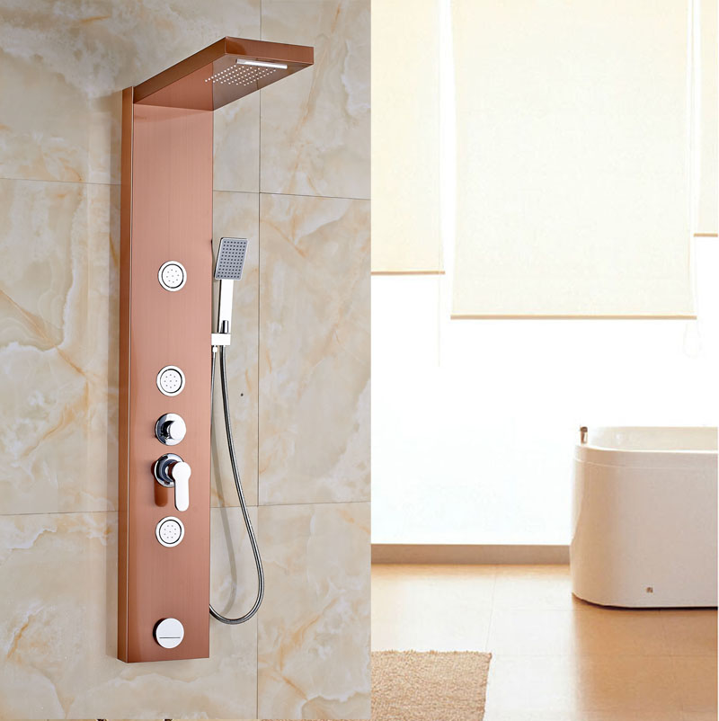 Aubonne Luxury Rose Gold Wall Mounted Bathroom Shower Set